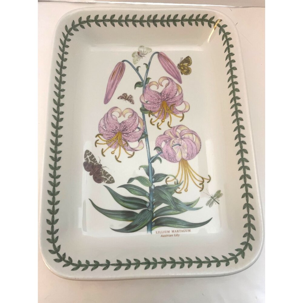 Portmeiron Botanical Garden Austrian Lilly Casserole 11x14 1/2 Made in England